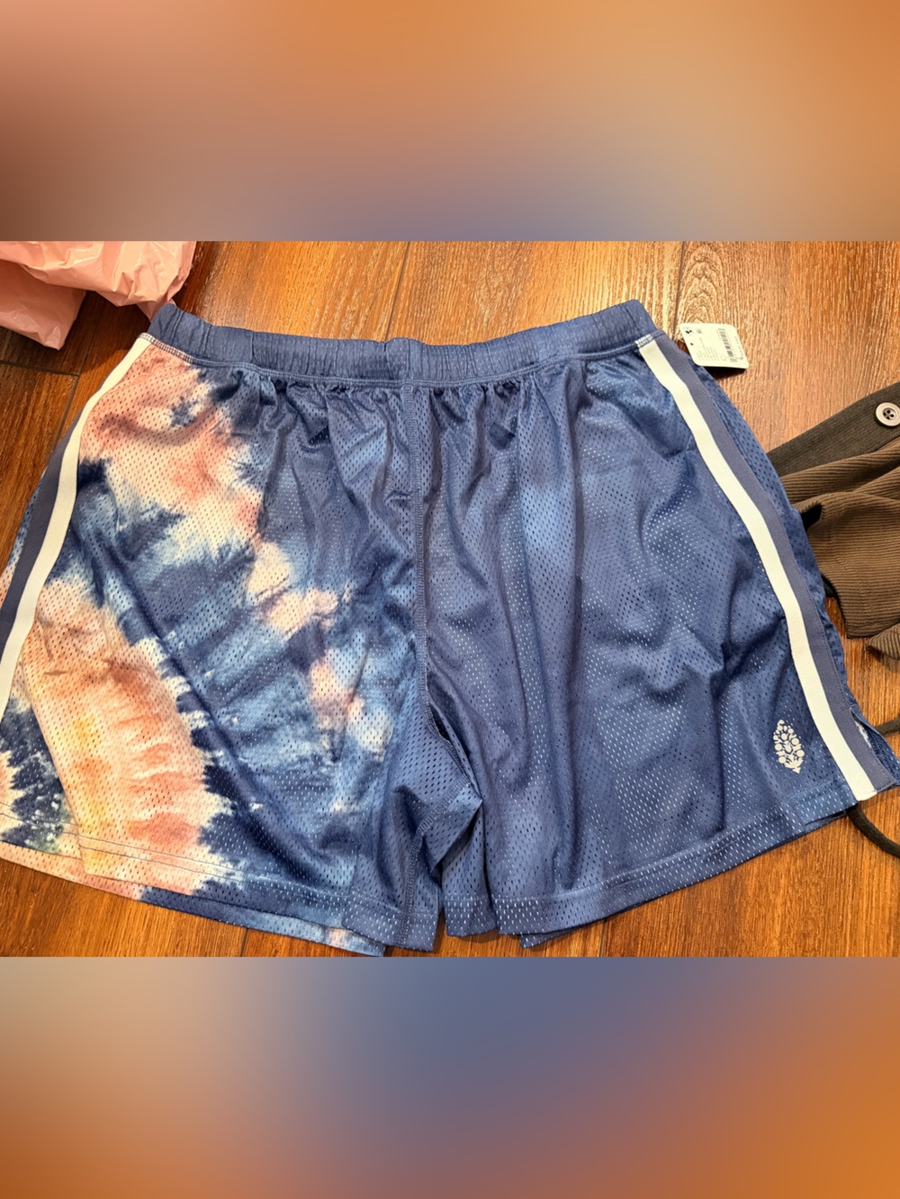 FP Movement by Free People Blue and Peach Tie-Dye Athletic Shorts